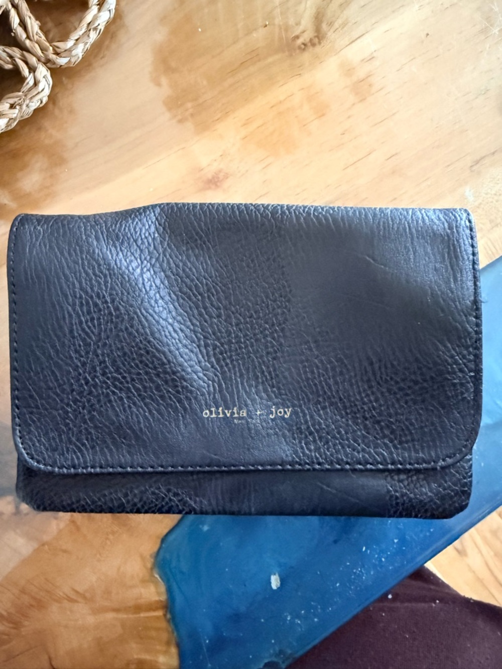 Olivia + Joy Navy Pebble Leather Wallet Clutch